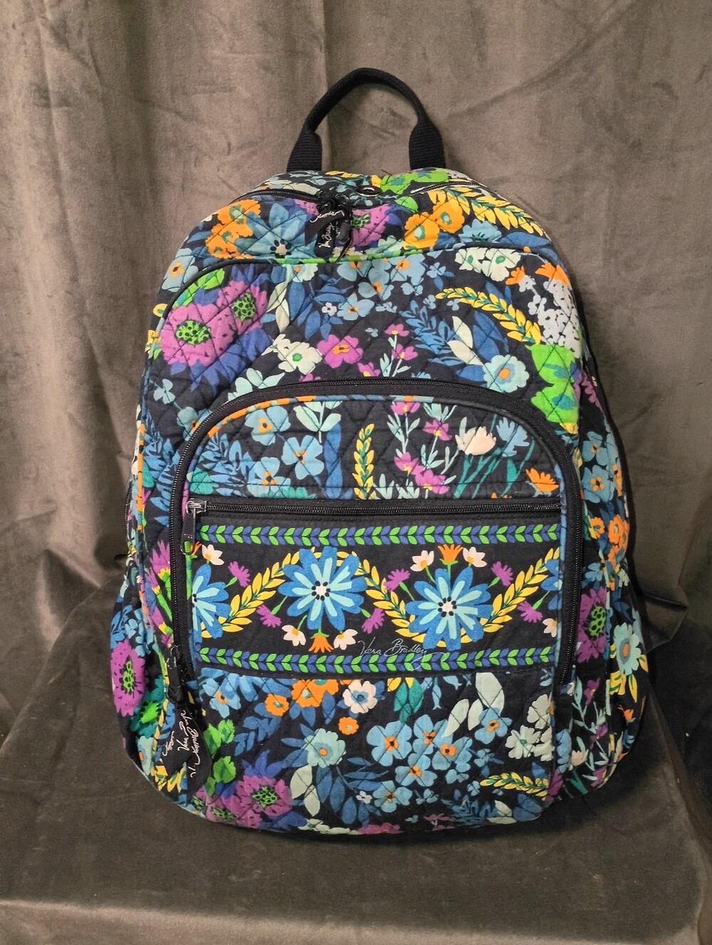 Vera Bradley Quilted Floral Multi-Color Backpack See Description Size 16x12 In